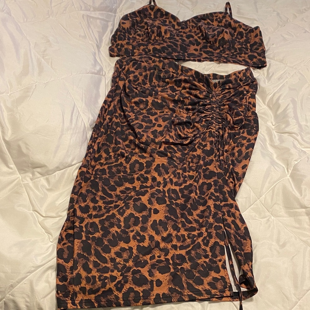 SHEIN Leopard Print Skirt Set